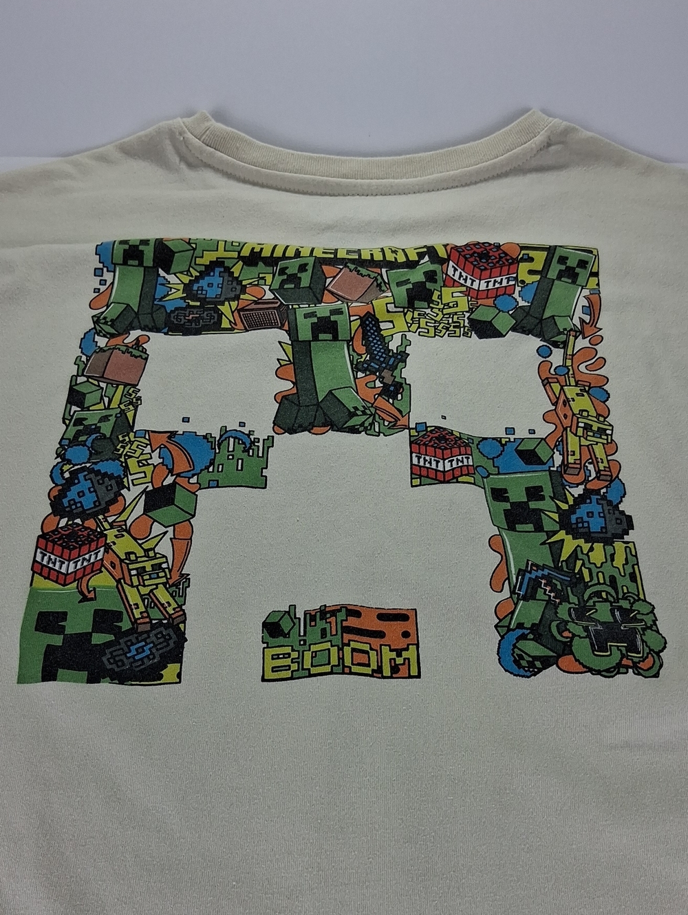 Boys Minecraft Graphic Short Sleeve Tee Shirt Size 10/12 - Beige/Cream Color - Picture 5 of 5